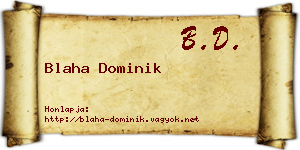 Blaha Dominik névjegykártya